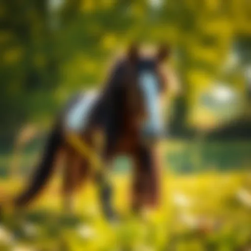 A beautiful pony in a vibrant pasture