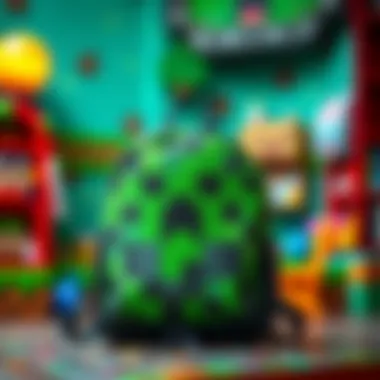 Stylish Minecraft Backpack for Enthusiasts A Minecraft-themed backpack displayed in a vibrant setting