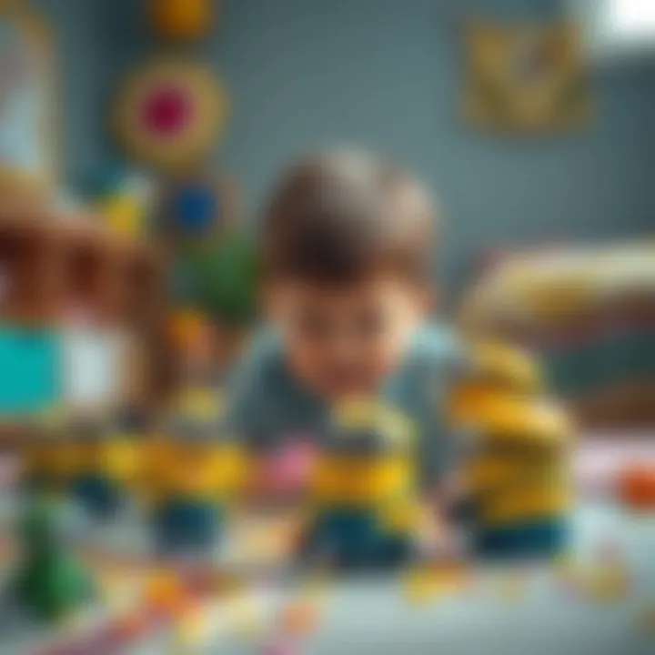 Imaginative Play with Minions A child playing with Minion toys, imaginative play