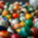 A colorful array of traditional marbles showcasing various designs and patterns.