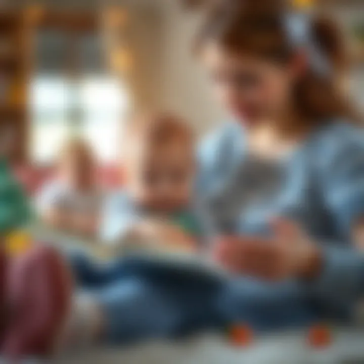 Mother reading a book to her baby