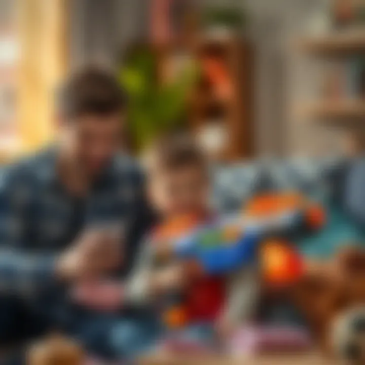 Parental Involvement with Nerf X Shot Parents observing children play with Nerf X Shot