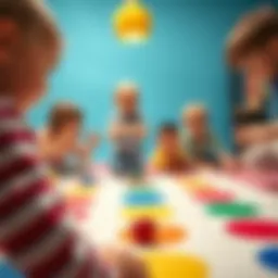 Children enjoying the new Twister game with vibrant colors