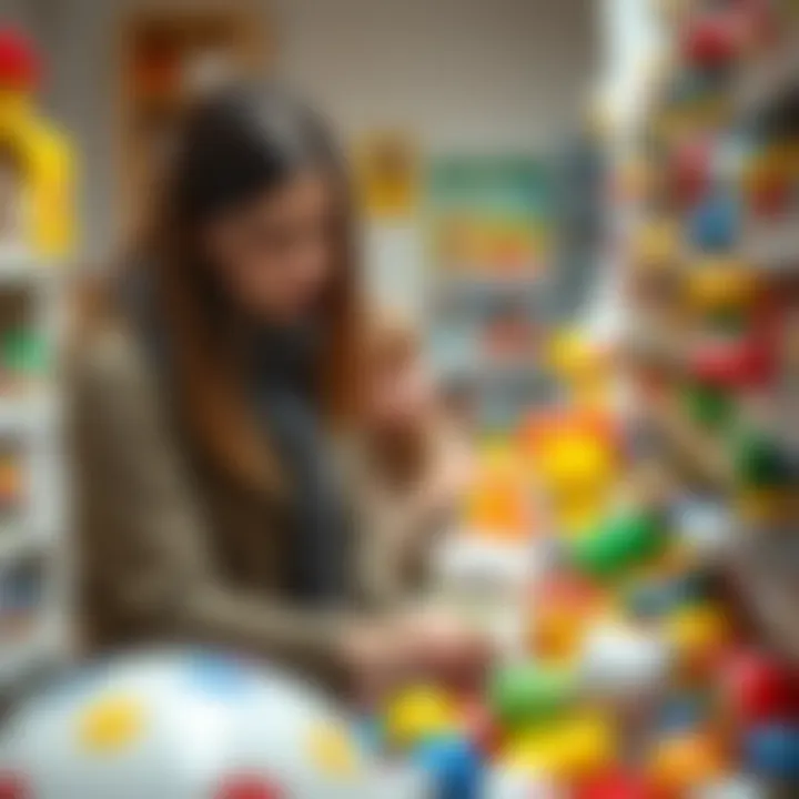 A parent selecting educational toys for child development