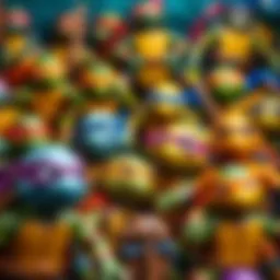 Colorful array of Ninja Turtles toys showcasing their vibrant designs
