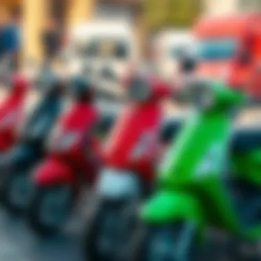 Varieties of Scooters for Young Riders Different types of scooters lined up