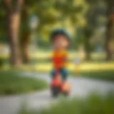 Child riding a scooter in a park