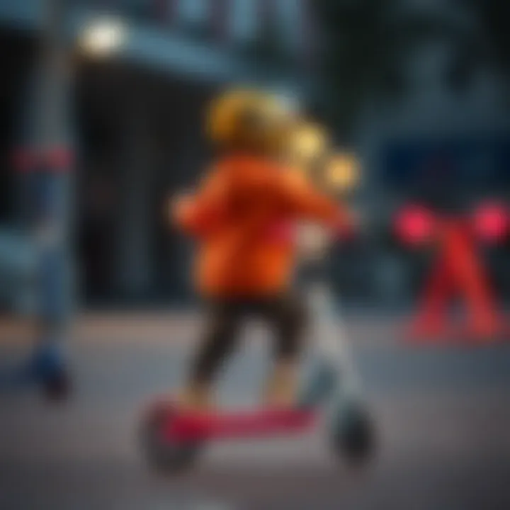 Developing Skills through Scooting Child learning to balance on a scooter