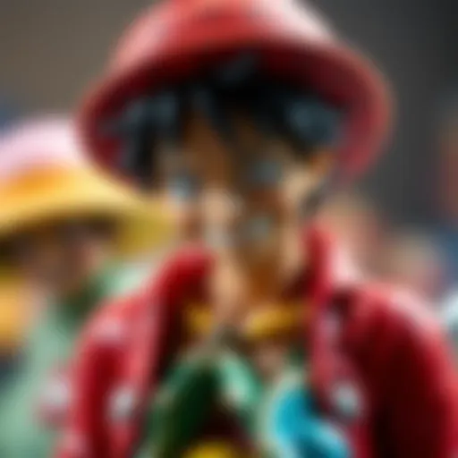 Detailed view of a One Piece figurine showcasing vibrant colors and craftsmanship