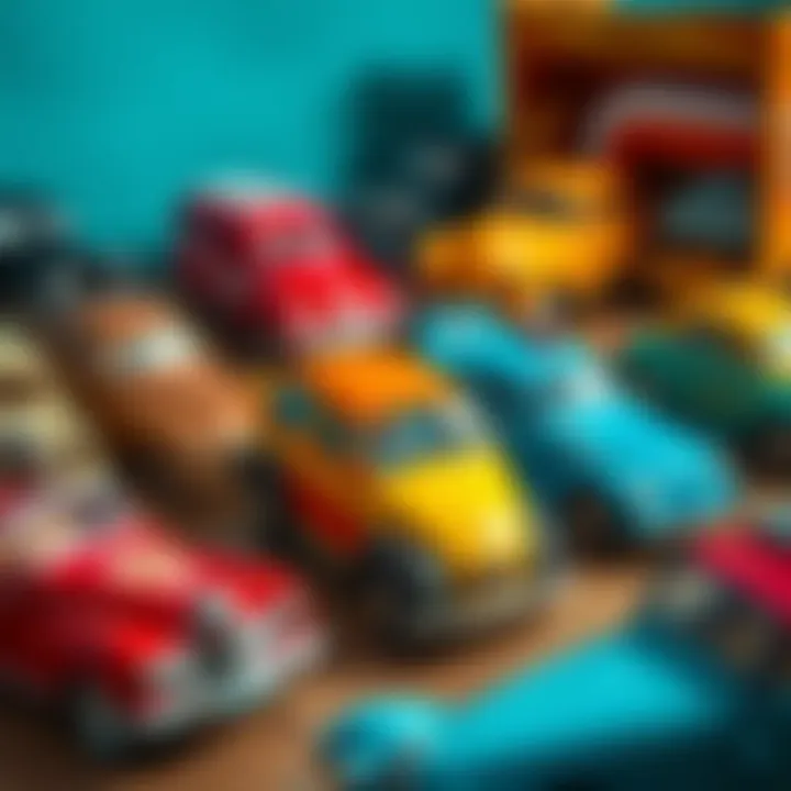 Evolution of Toy Cars A vintage collection of toy cars showcasing their evolution over the years