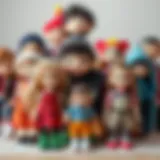 A collection of diverse toy dolls showcasing various styles and features