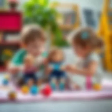 Children engaging in imaginative play with toy dolls