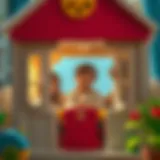 Children engaging in imaginative play within a toy playhouse.