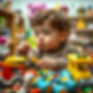 A close-up of a child selecting toys with care, highlighting decision-making skills.