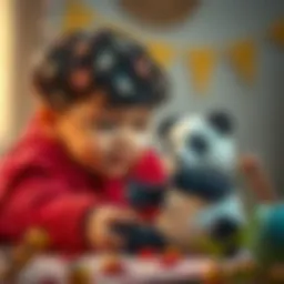 A child playing with a panda toy, showcasing imagination and creativity