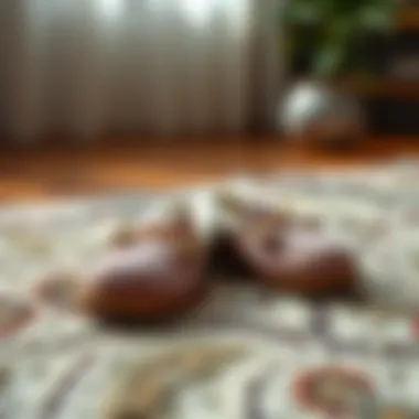 An elegant pair of slippers on a cozy rug