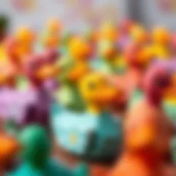 Colorful paper ducks showcasing creativity