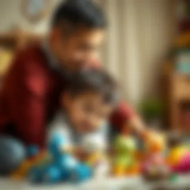 Strengthening Bonds A parent and child bonding while playing with toys that encourage emotional connection.