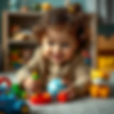 Parent selecting toys for child development