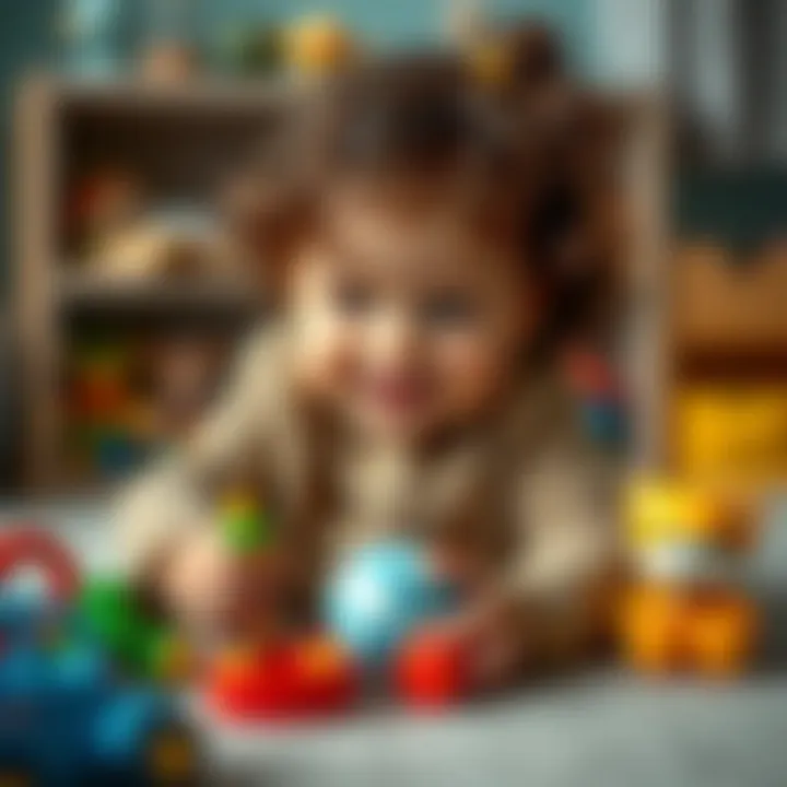 Parent selecting toys for child development