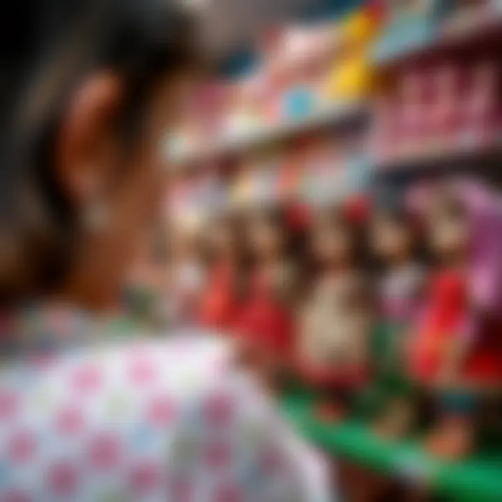 Choosing Maşa Dolls Parents selecting Maşa dolls in a toy store