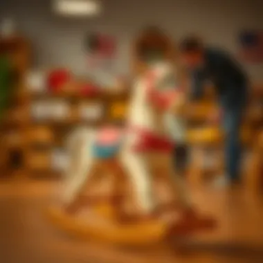 Parents selecting a Pilsan rocking horse for their child