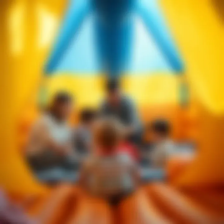 Parents supervising children in a safe inflatable tent