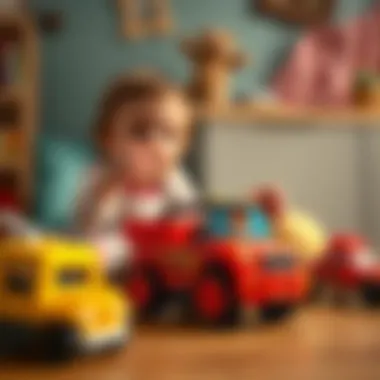 Engaging Playtime with Pajamas Toys Children playing with Pajamas toy vehicles