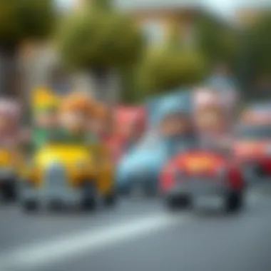 Pajamas Characters on the Move Pajamas characters in action on toy cars