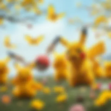 Colorful Palette of Pikachu Illustrations A colorful palette of Pikachu-themed illustrations appealing to children.