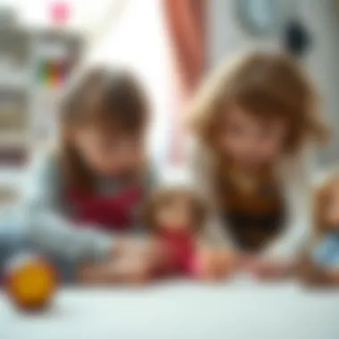 Children Engaging with Interactive Toys Children engaging in imaginative play with interactive battery-operated dolls.