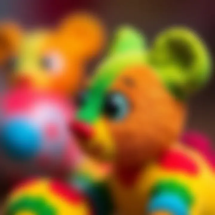 A close-up of a pisi pisi toy showcasing its vibrant colors and textures.