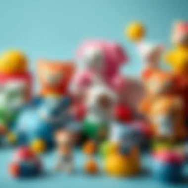 A beautifully arranged display of various pisi pisi toys highlighting different features.