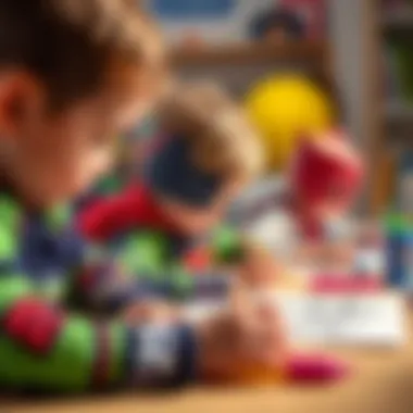 Children enjoying a PJ Masks coloring session