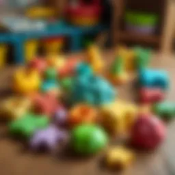 Colorful playdough shapes arranged on a table