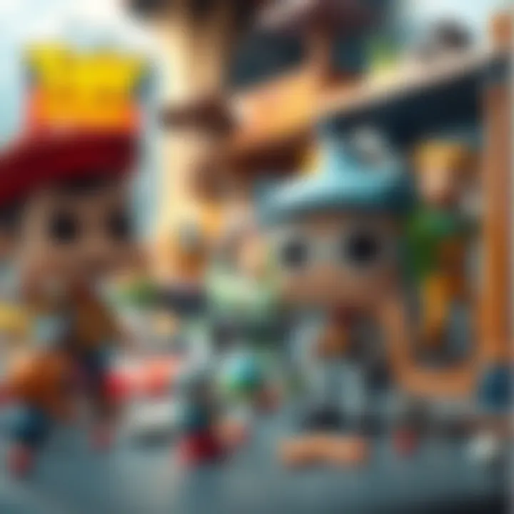 Playful Funko Scene in Toy Story Theme A playful scene featuring Funko Pops in a Toy Story themed environment
