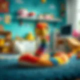 Vibrant Plush Snake Enhancing Play Spaces A colorful plush snake toy in a child's playroom