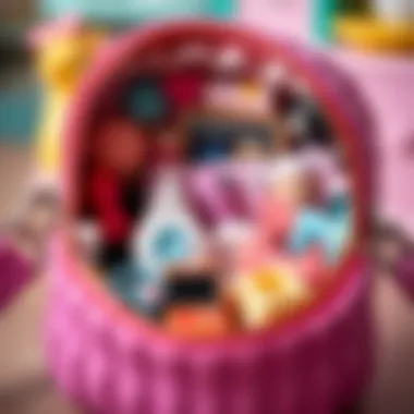 Close-up of a Polly Pocket bag opened with accessories