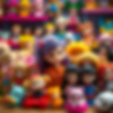 A colorful display of various Polly Pocket dolls