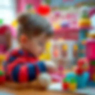 A child playing with Polly Pocket in a vibrant playset