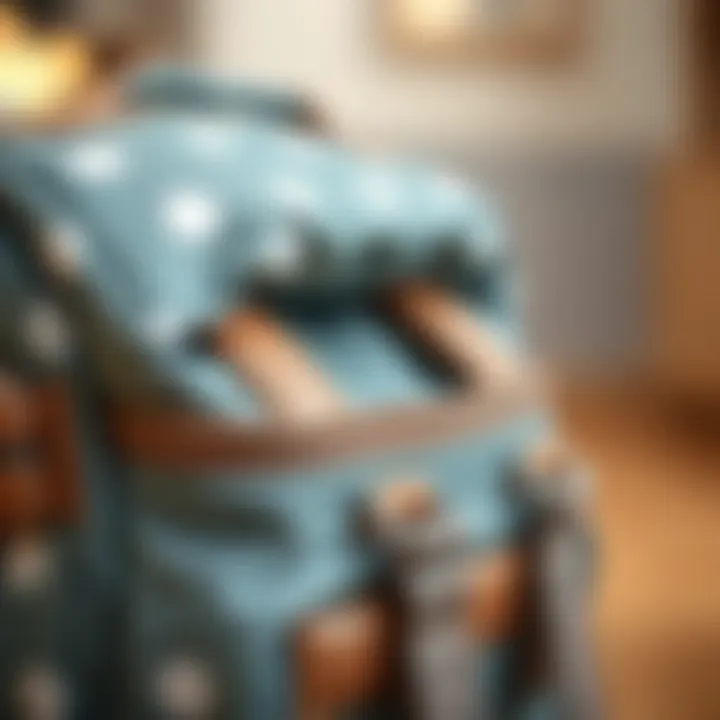 Close-up of practical features on a baby bag