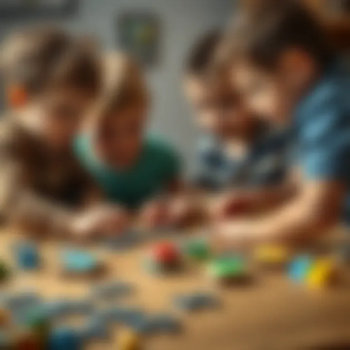 Collaboration in Puzzle Solving Children enthusiastically working together on a puzzle