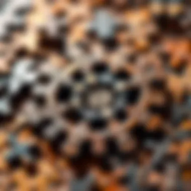 Intricate Artistry in a Finished Puzzle A close-up view of completed puzzle revealing an intricate design