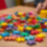 Colorful puzzle pieces spread out on a table