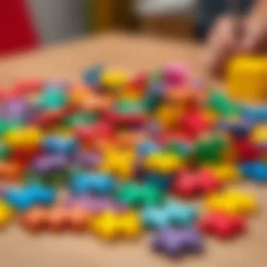 Colorful puzzle pieces spread out on a table