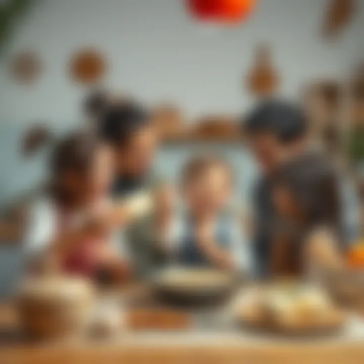 A family enjoying the fun of baking together