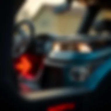 Safety Features Explored Close-up of the safety features on a Range Rover electric vehicle for children