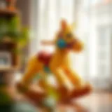 Colorful rocking plush horse designed for children's play