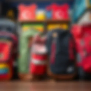 Various types of school bags displayed side by side