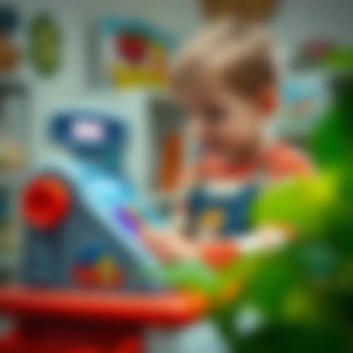 Interactive Play with Cash Register Toy Child engaging with a toy cash register